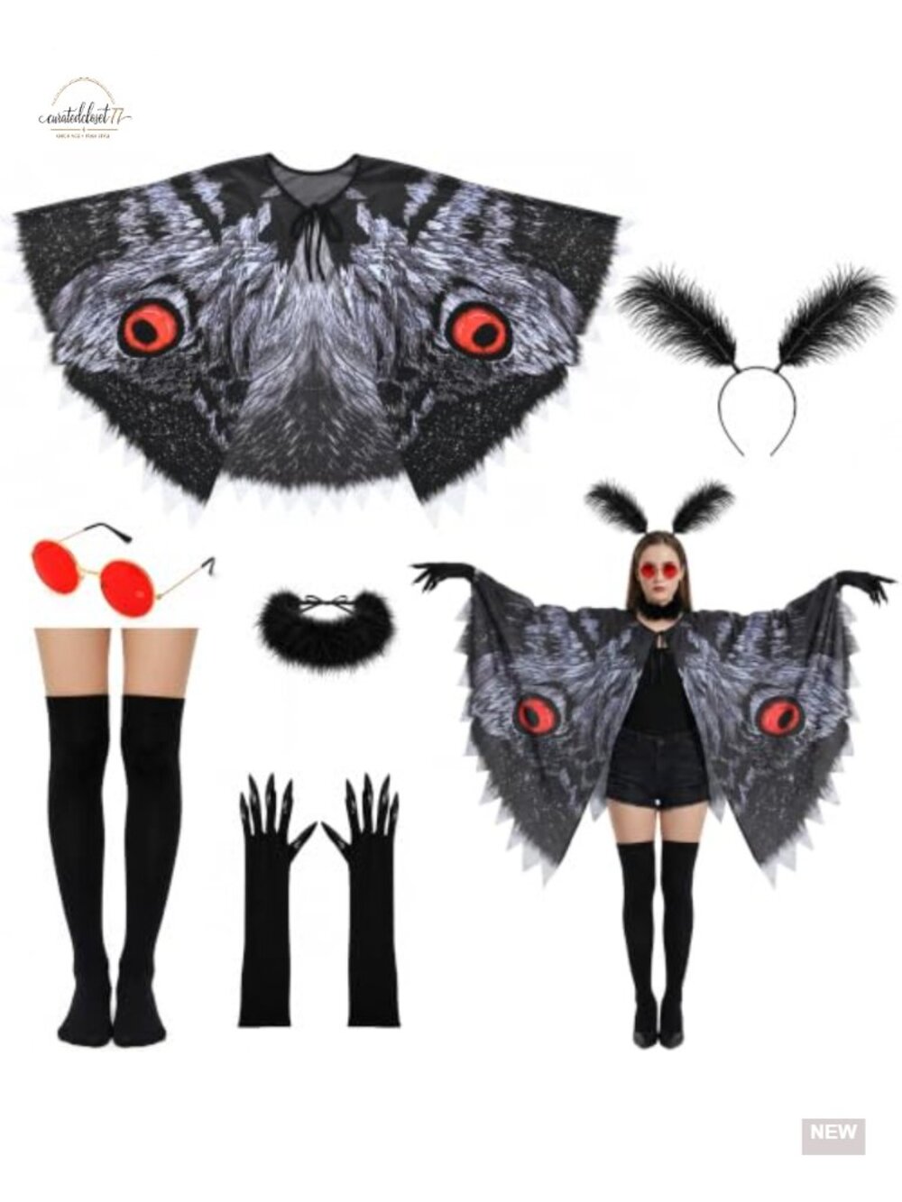 Mothman Costume Set Adult Cryptid Cosplay Accessories Kit
